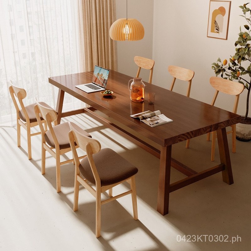Dining Table Home Table and Chairs Walnut Wood Large Long Table Wooden ...