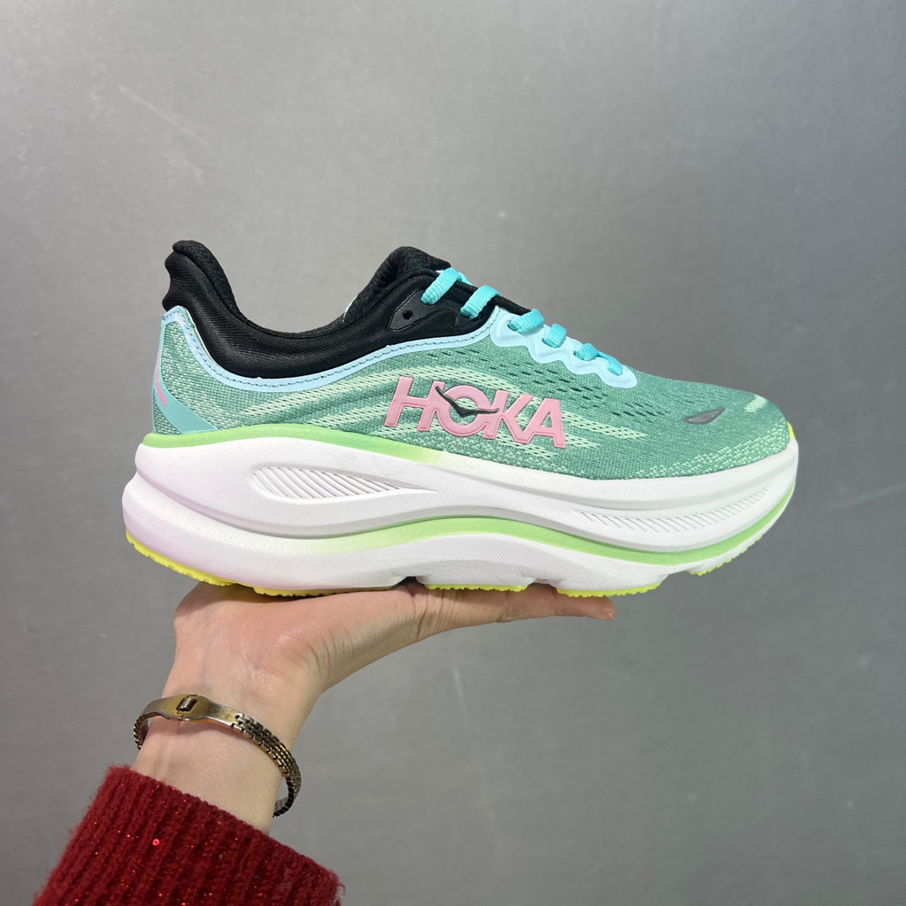 Casual sports shoes KKOK HOKA ONE ONE Bondi 9 WIDE green and white JIVM ...