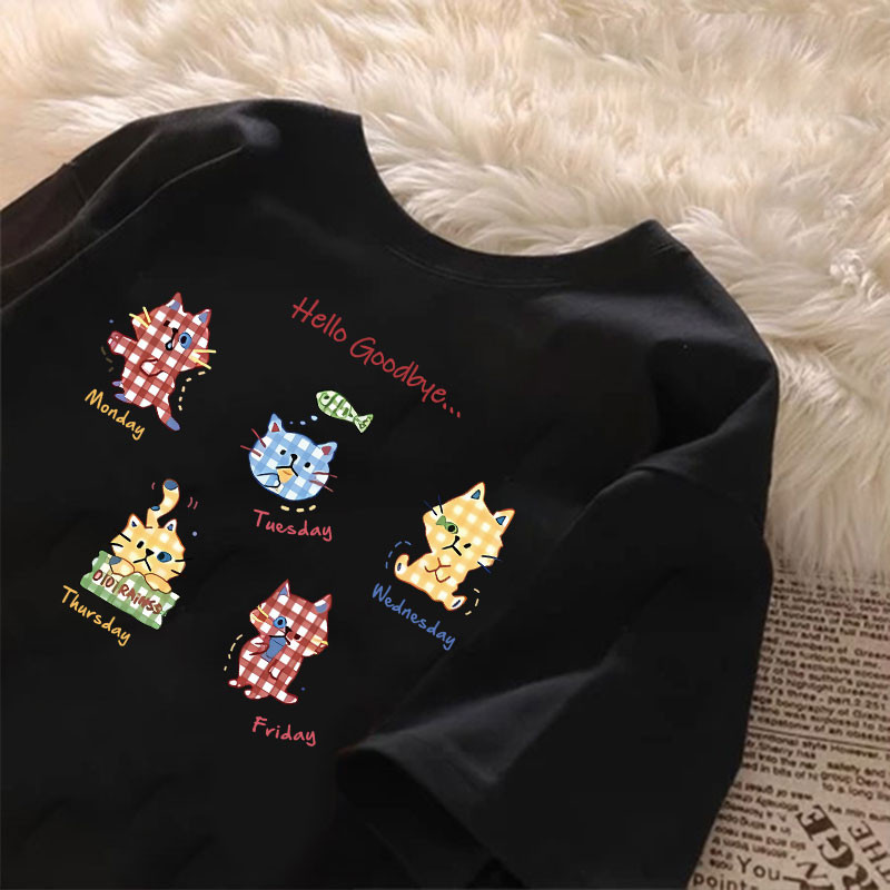 Black high-quality round collar shirt American fashion brand fun