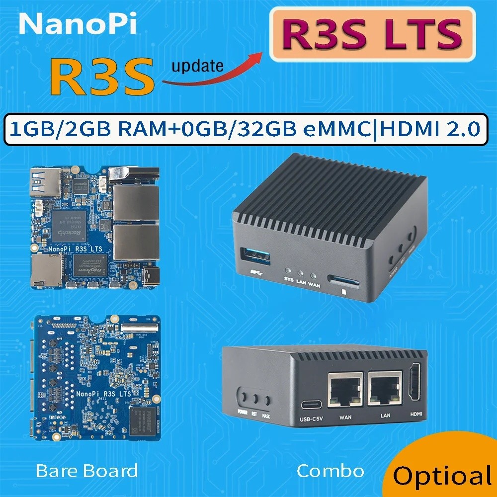New NanoPi R3S-LTS Rockchip RK3566 Dual Gbps Ethernet Port 1GB/2GB RAM ...