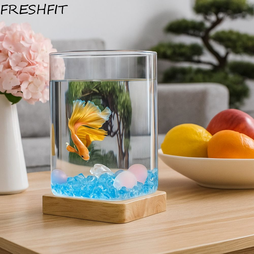 FRESHFIT Desktop Fish Tank, High Transparency Glass Betta Fishtank ...