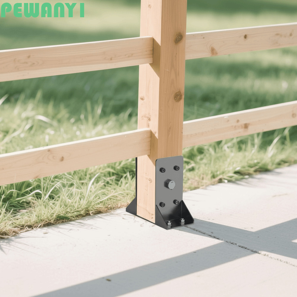 PEWANY1 Deck Railing Support, Heavy-Duty Black Post Support Bracket ...