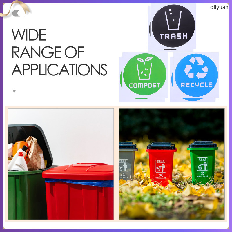 6pcs Multi kulay na PVC Waste Sorting Stickers para Basurahan, Pang ...