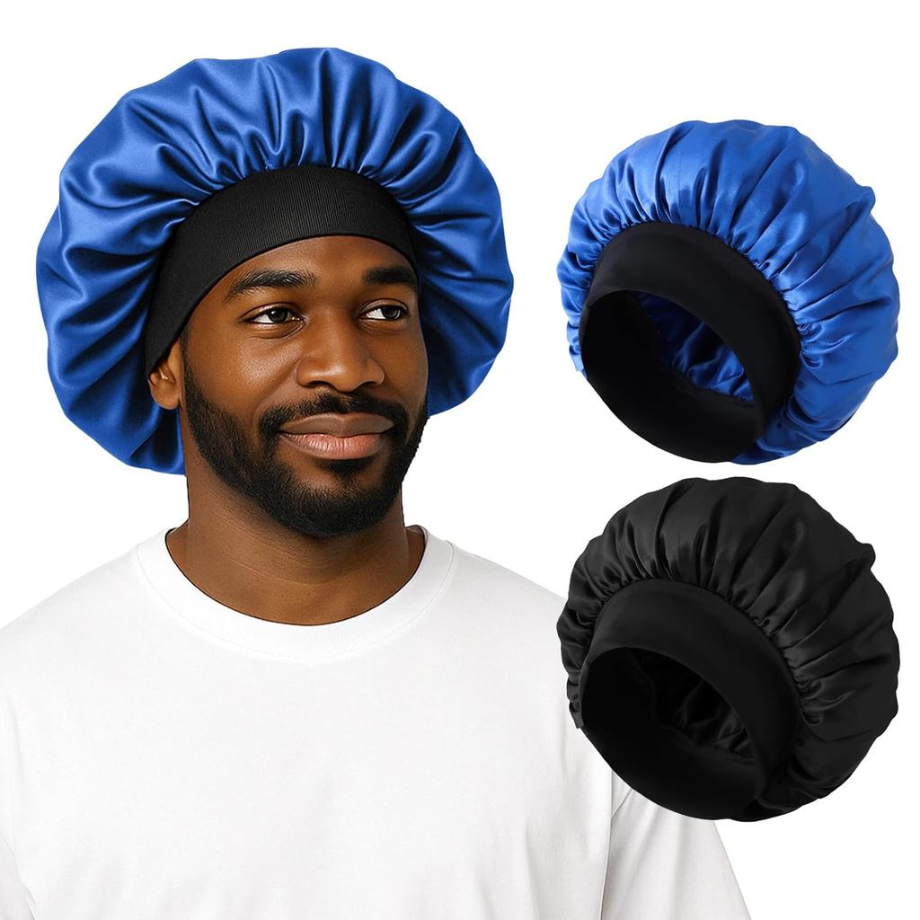 2PCS Silk Satin Bonnet for Men Sleeping, Soft Hair Cap for Locs Dreads ...