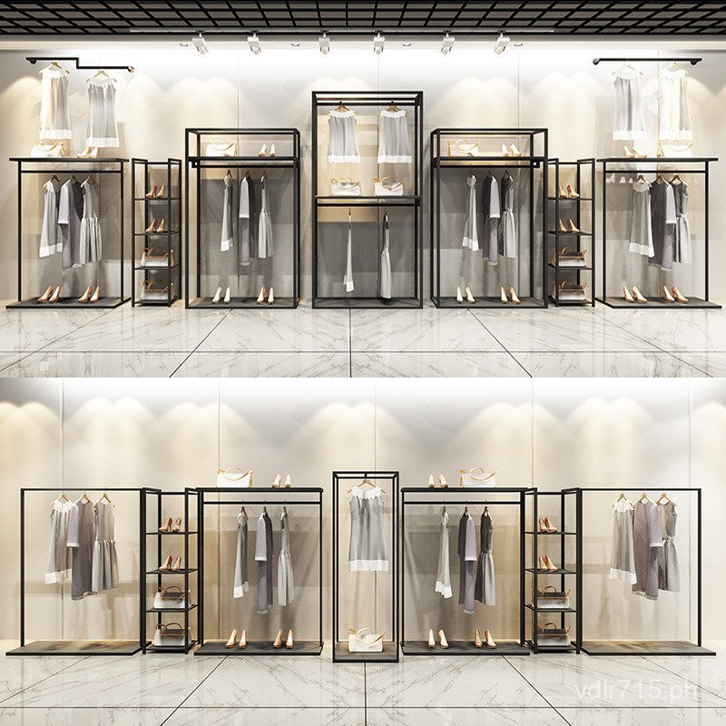 Shop Double-Layer Clothes Rack Display Stand Iron Men's Floor-Mounted ...