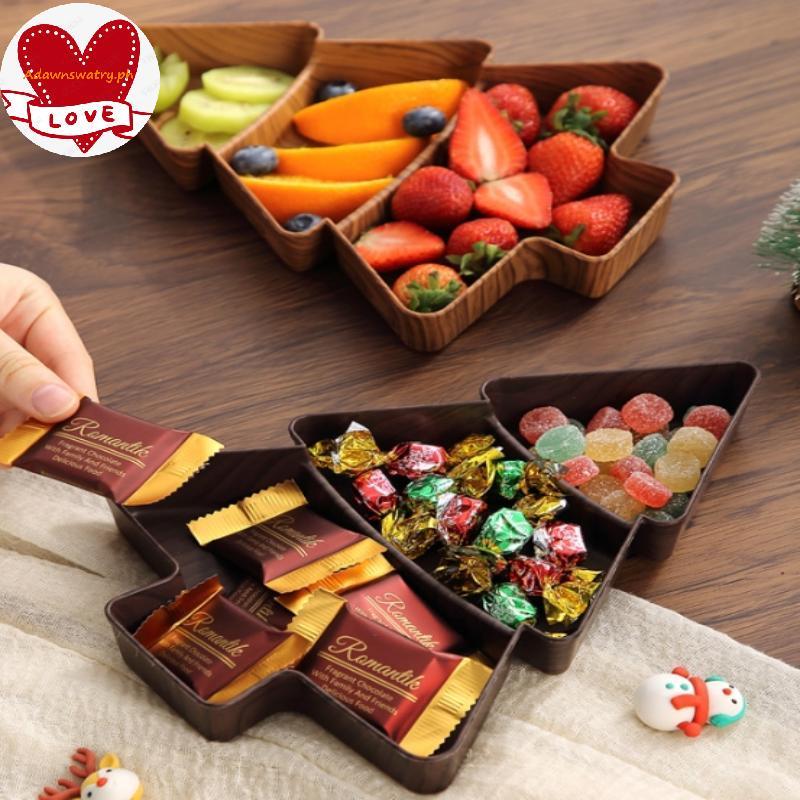 WASTRY Christmas Tree Snack Plates 3 Grids Tree Shaped Tray Merry ...