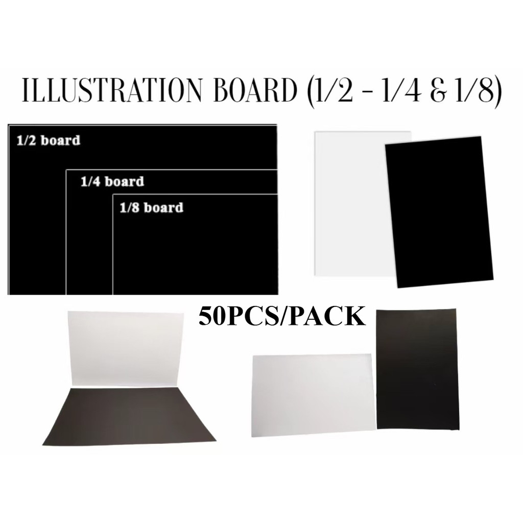 【COD】50PCS/BUNDLE ILLUSTRATION BOARD Size 1/8 , 1/4 , 1/2 WHIT ...