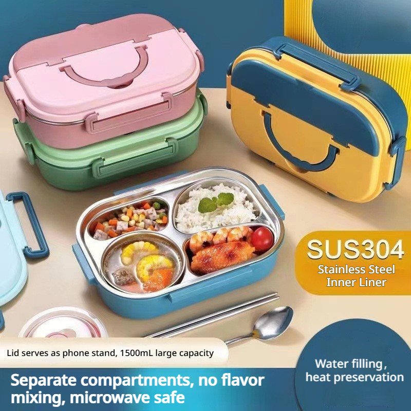 Insulated lunch box with 304 stainless steel inner lining, equipped ...
