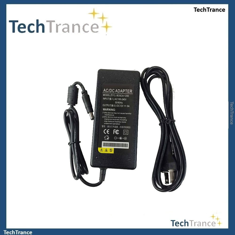 TechTrance 12V 5A AC/DC 5.5 x 2.5 mm Power Supply Adapter CCTV Security ...