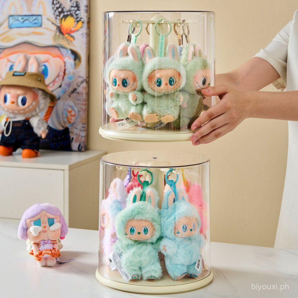 Plush Toy Rotating Transparent Doll Figure Labubu Blind Box Storage ...