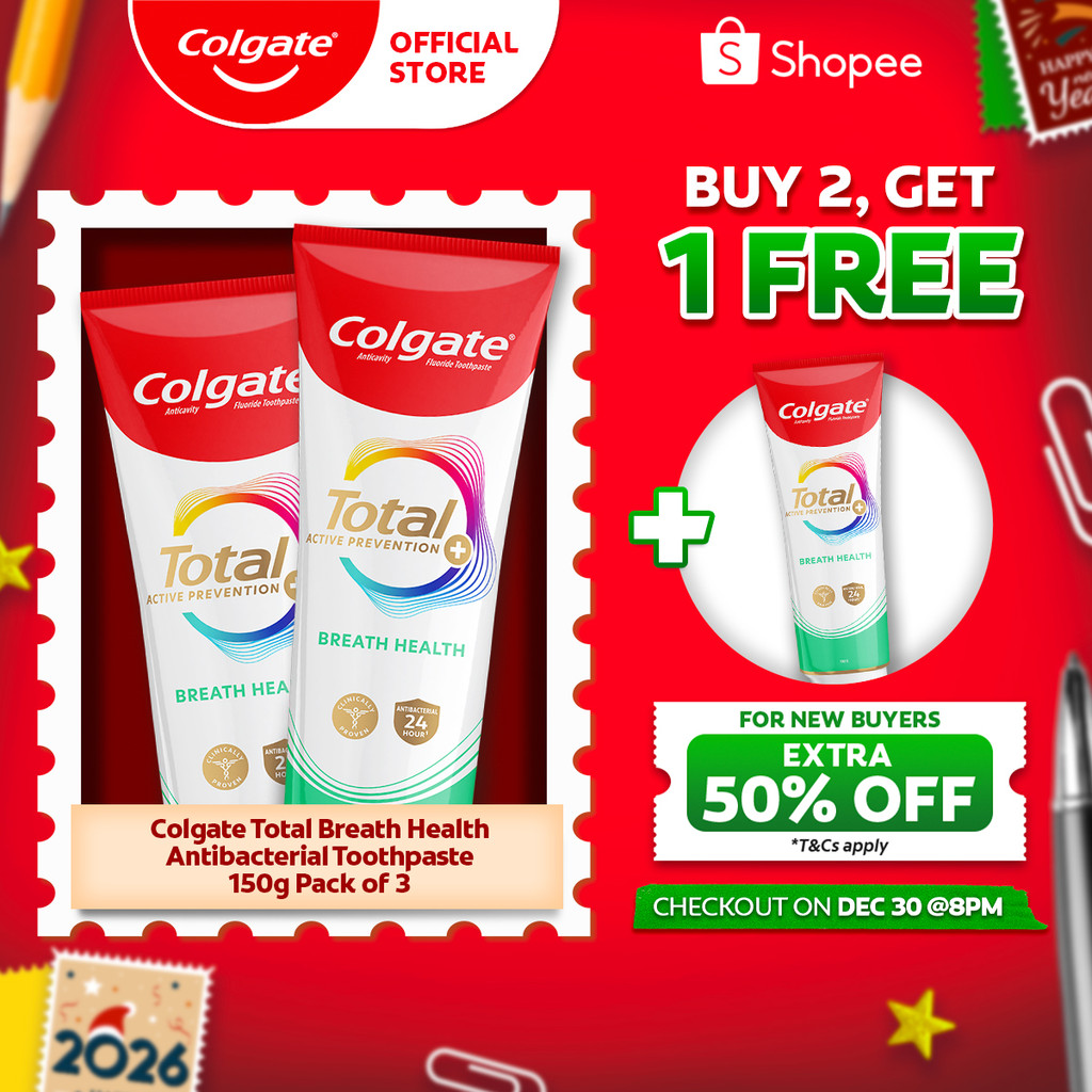 [BUY 2, FREE 1] Colgate Total Breath Health Antibacterial Toothpaste ...