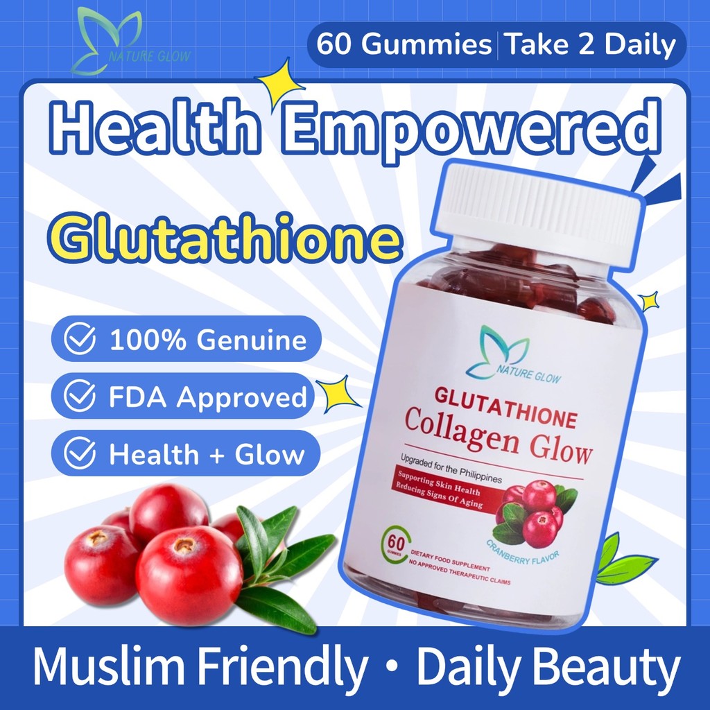 glutathione collagen glow philippines NATURE GLOW Glutathione Collagen Glow Gummies 60pcs Cranberry Anti-Aging  Skin Barrier Repair Hydration Supplement