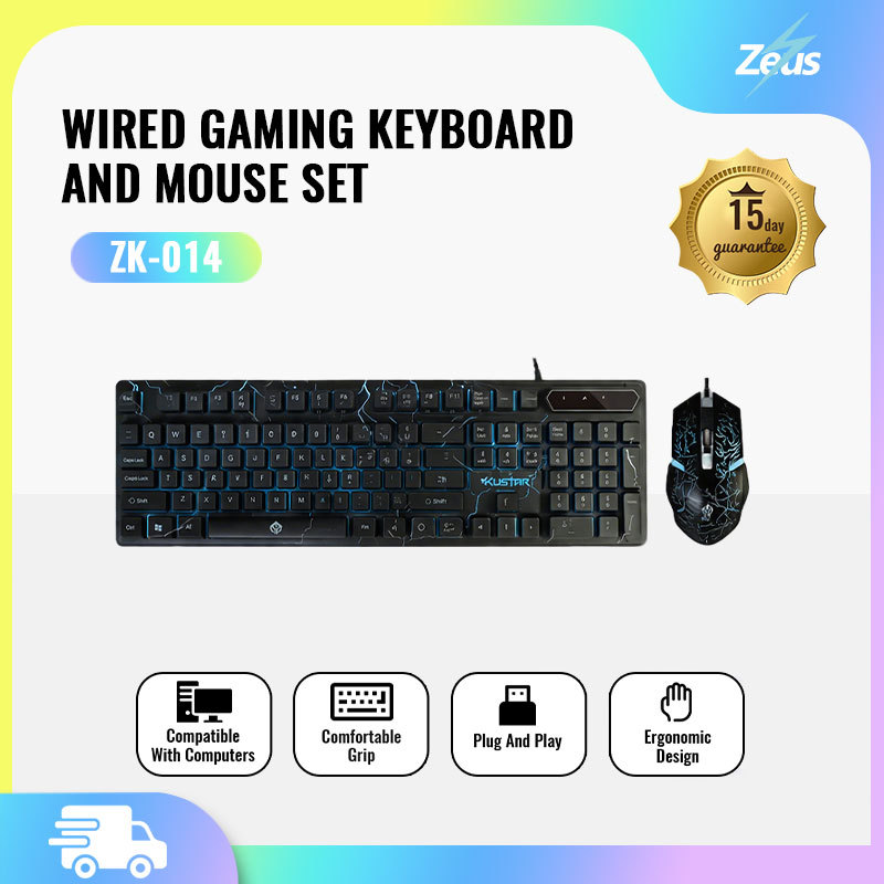 Zeus x Kustar ZK-014 Wired Gaming Keyboard and Mouse Set Keyboard ...