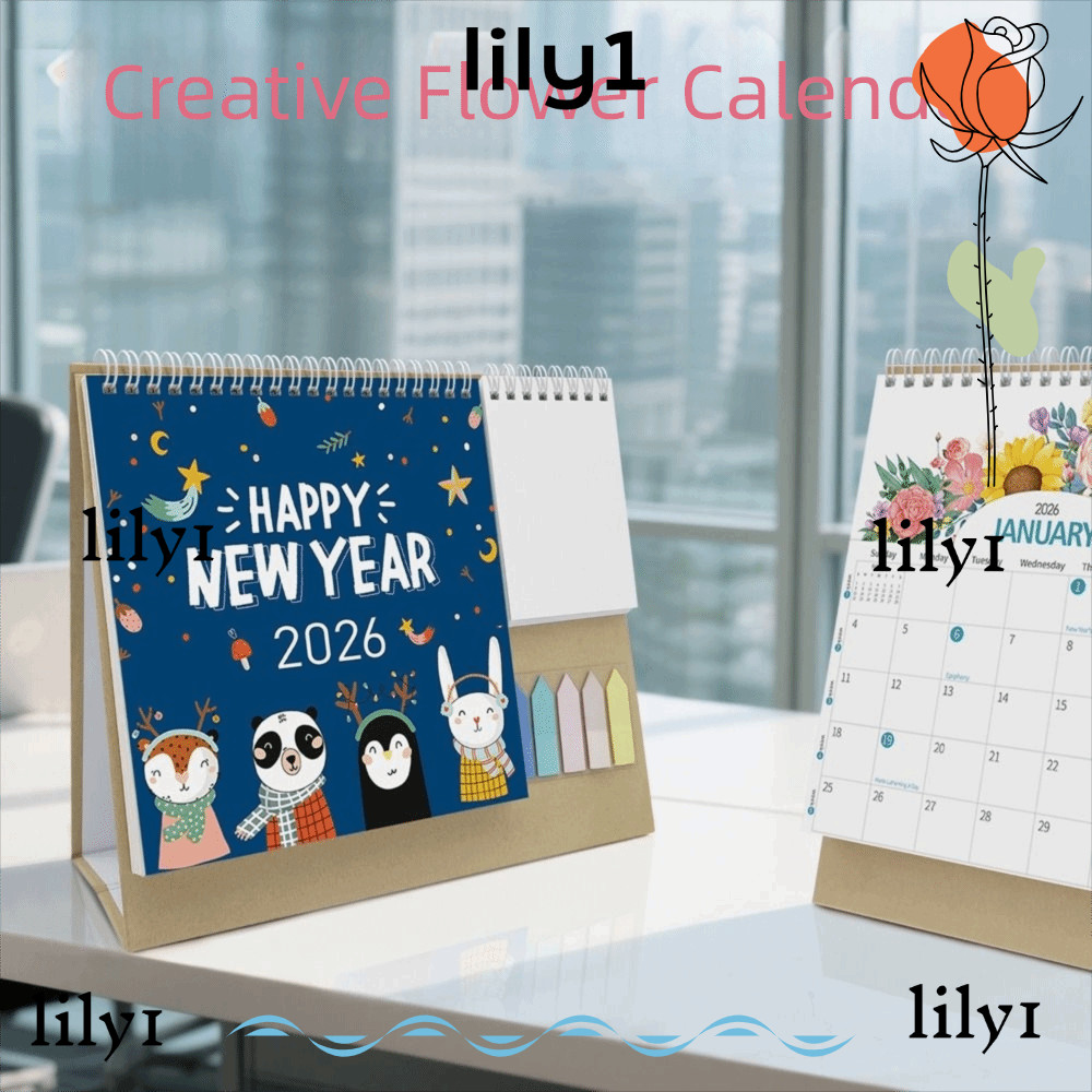 LILY Desk Calendar, Decorative Triangular Support Desktop Calendar ...