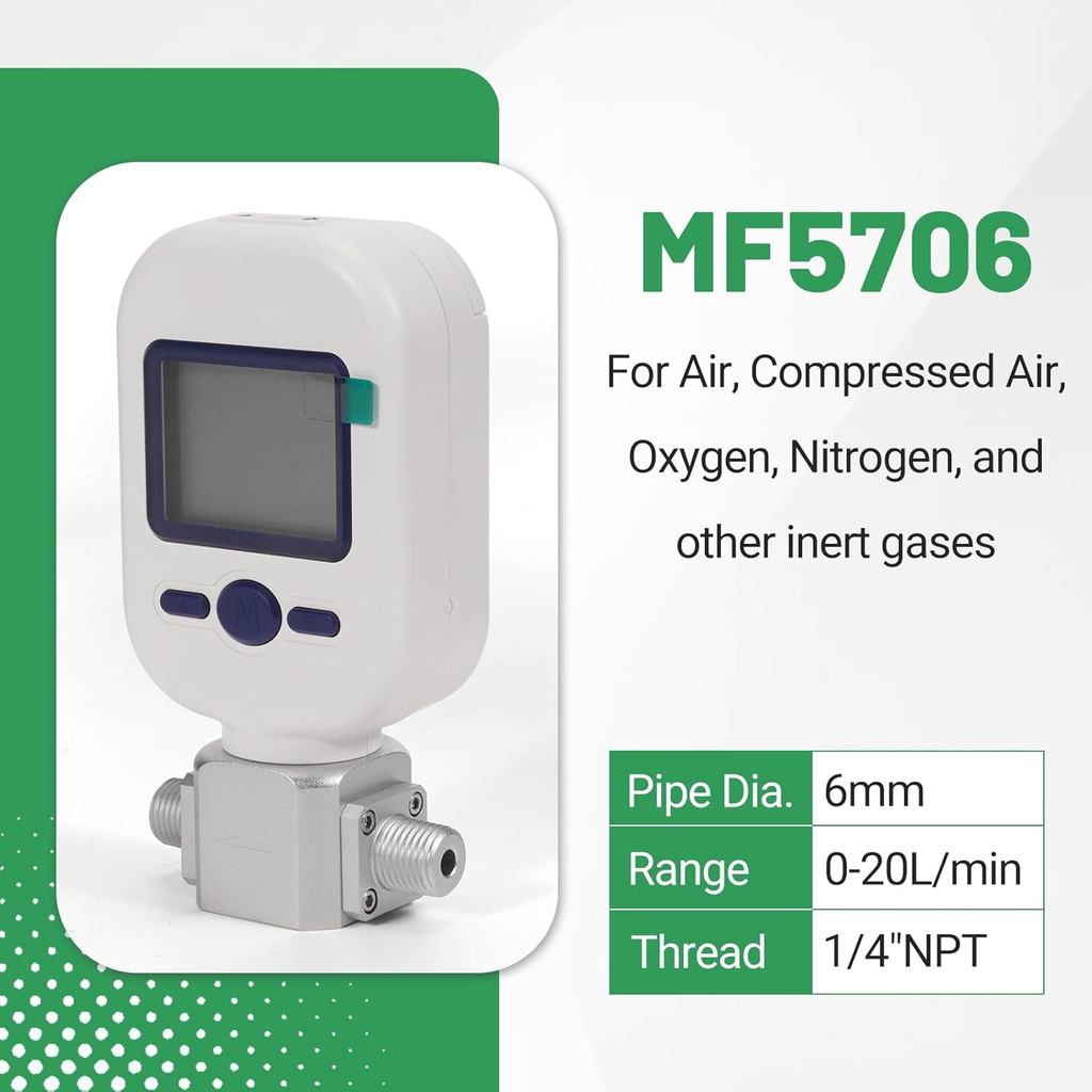1/4" NPT Portable Digital Thermal Mass Flow Meter for Compressed Air ...