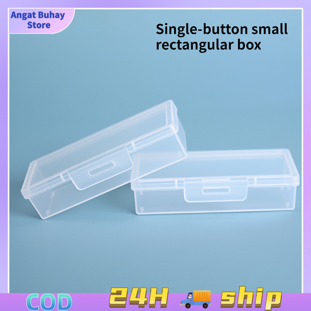 Transparent plastic snap-lock storage box, small rectangular box with ...
