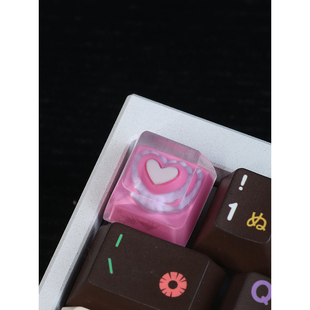 keycaps keycaps custom Creative Unique Keycap Pink Heart Three ...