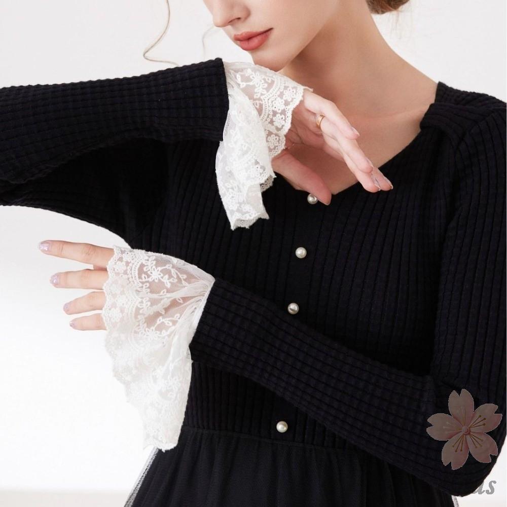ELNUS Lace False Cuffs, Elegant White Floral Detachable Fake Sleeves ...