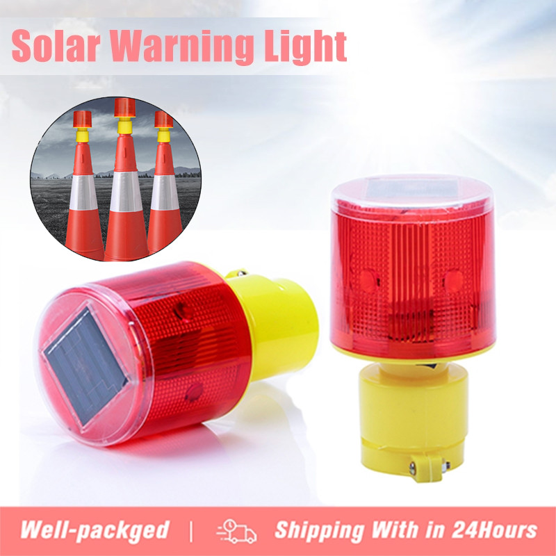 Solar LED Red Emergency Light Flash Indicator Lamp Traffic Tower Beacon ...