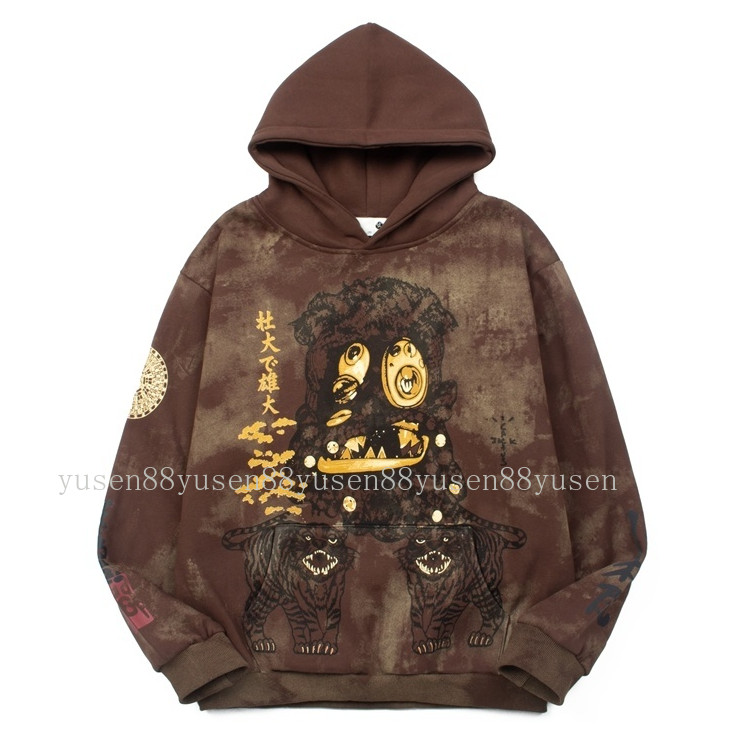 High Quality Travis Scott cactus jack Retro Distressed Mud Dyed Brown  Hooded Sweatshirt Hoodie Unisex | Shopee Philippines