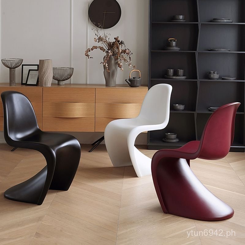 Nordic Style Panton Chair Plastic Chair Vanity Stool Stackable Backrest ...