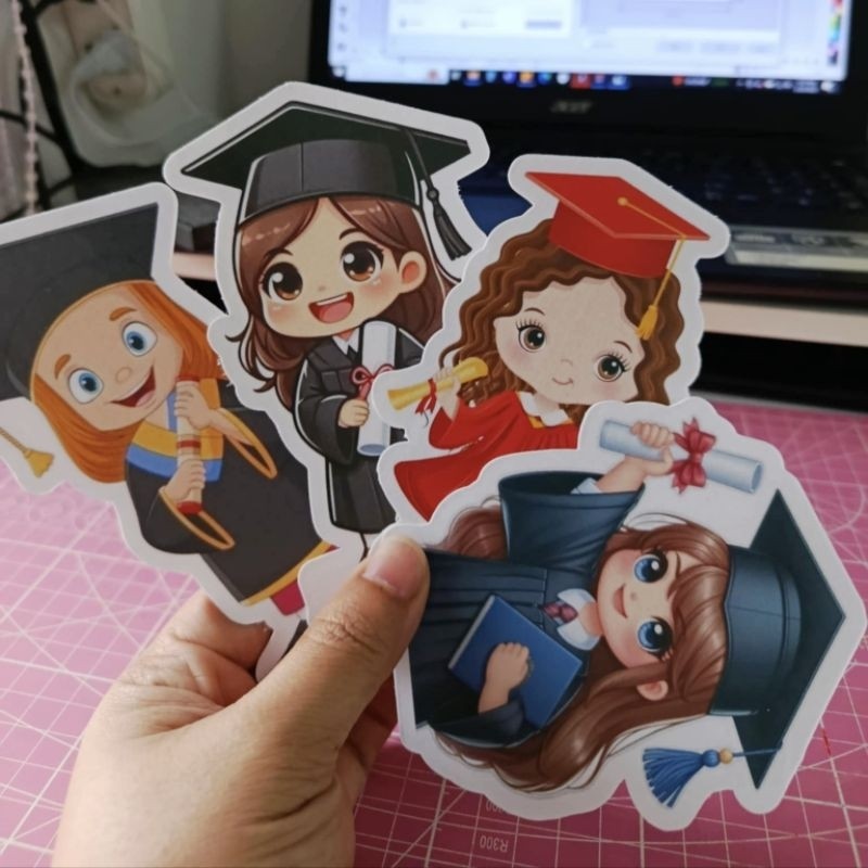6pcs Chibi- Graduation Chibi- Bouquet Topper Graduation design Chibi ...