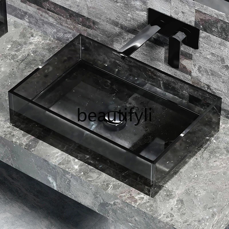 Transparent counter basin Household wash basin Small size Color resin ...