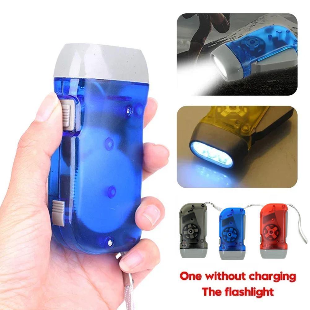 3 Led Hand Pressing Dynamo Crank Power Wind Up Flashlight Torch Light ...