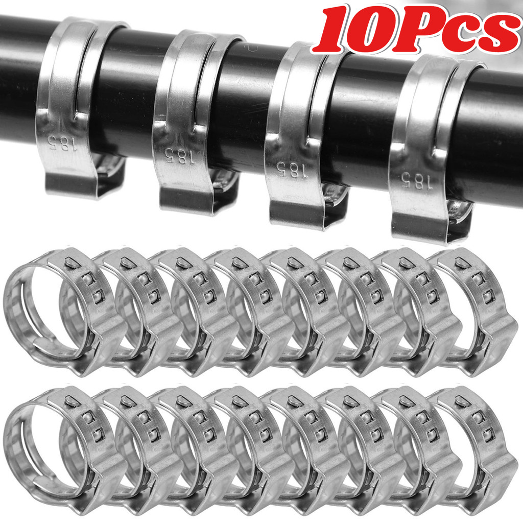 10Pcs Multiple Sizes Single Ear Stepless Clamps Stainless Steel Rust ...