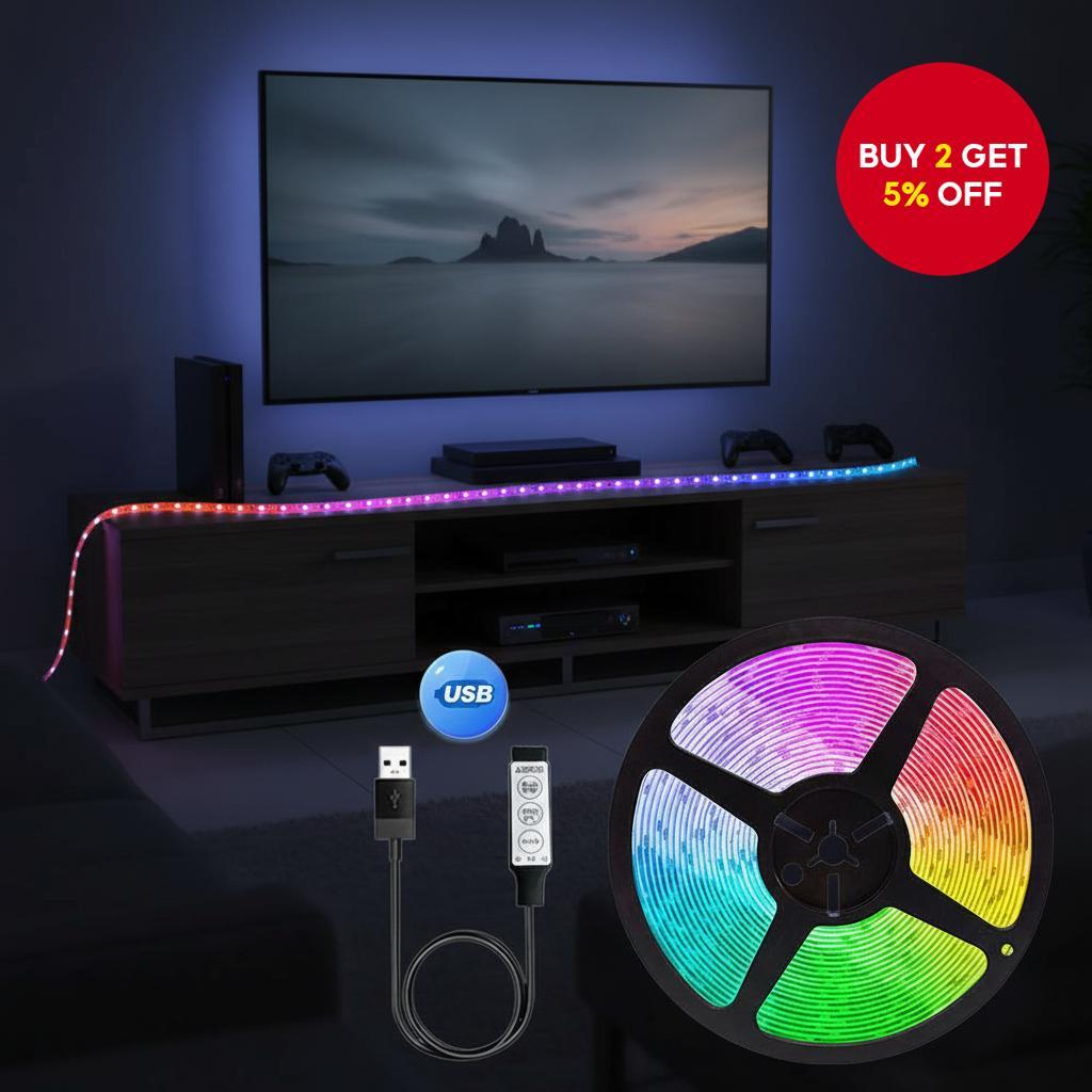 5050 LED Light Strips, 1M to 15M, RGB 16 Colors, USB Remote Bluetooth ...