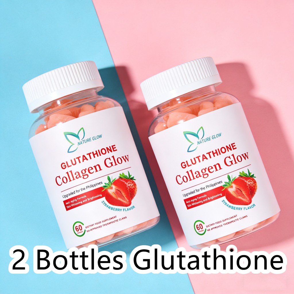 NATURE GLOW Glutathione Collagen Glow Gummies Original 60pcs Strawberry Flavor Skin Whitening Gummies
