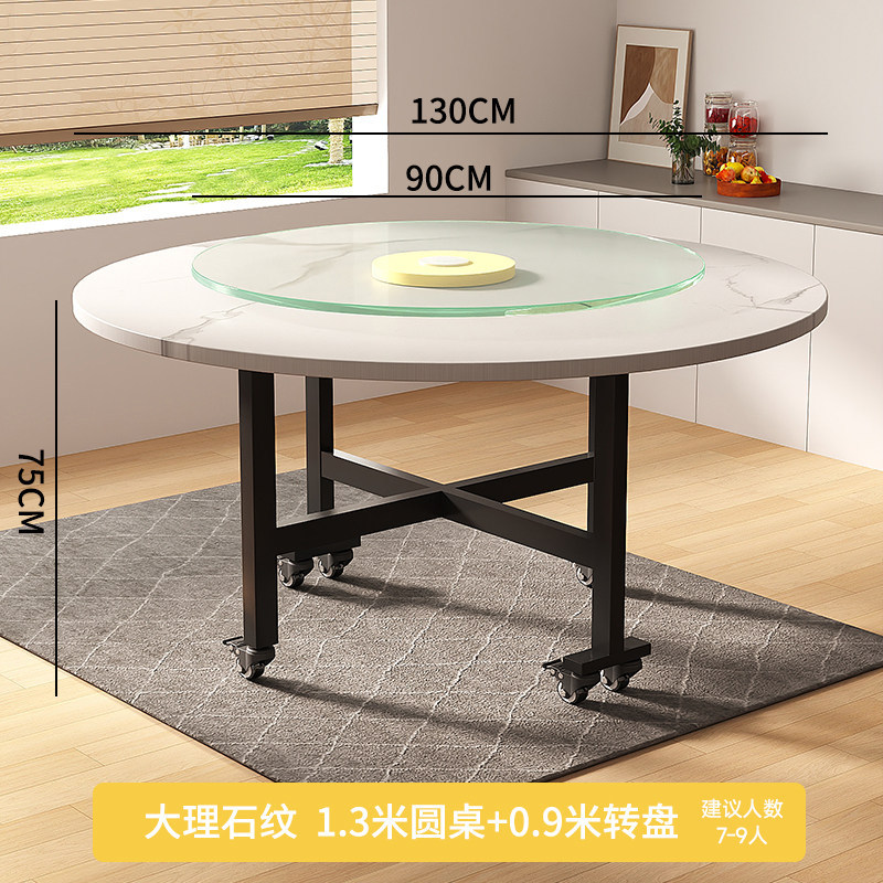 Sanmeng Foldable Large Round Table Dining Table Rotating Plate Home ...