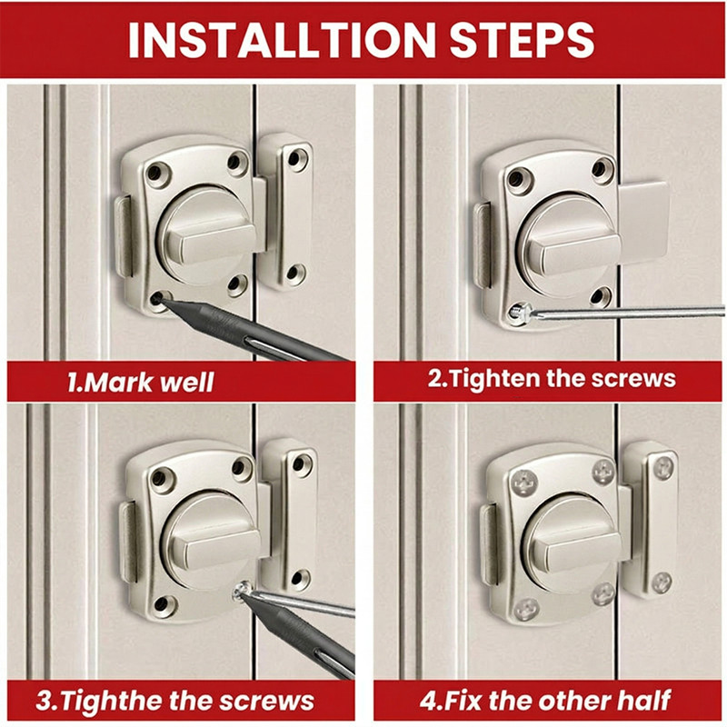 SecurValor Stainless Steel Door Bolt Rotating Door Latch Security Glass ...