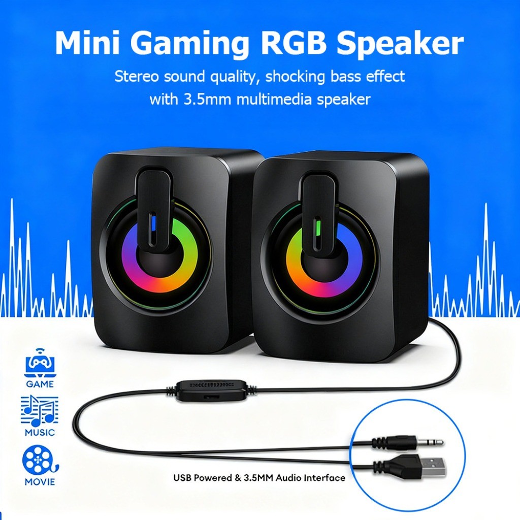 A2 HIFI Stereo PC Sound Box with LED Light USB Wired Computer Speakers ...