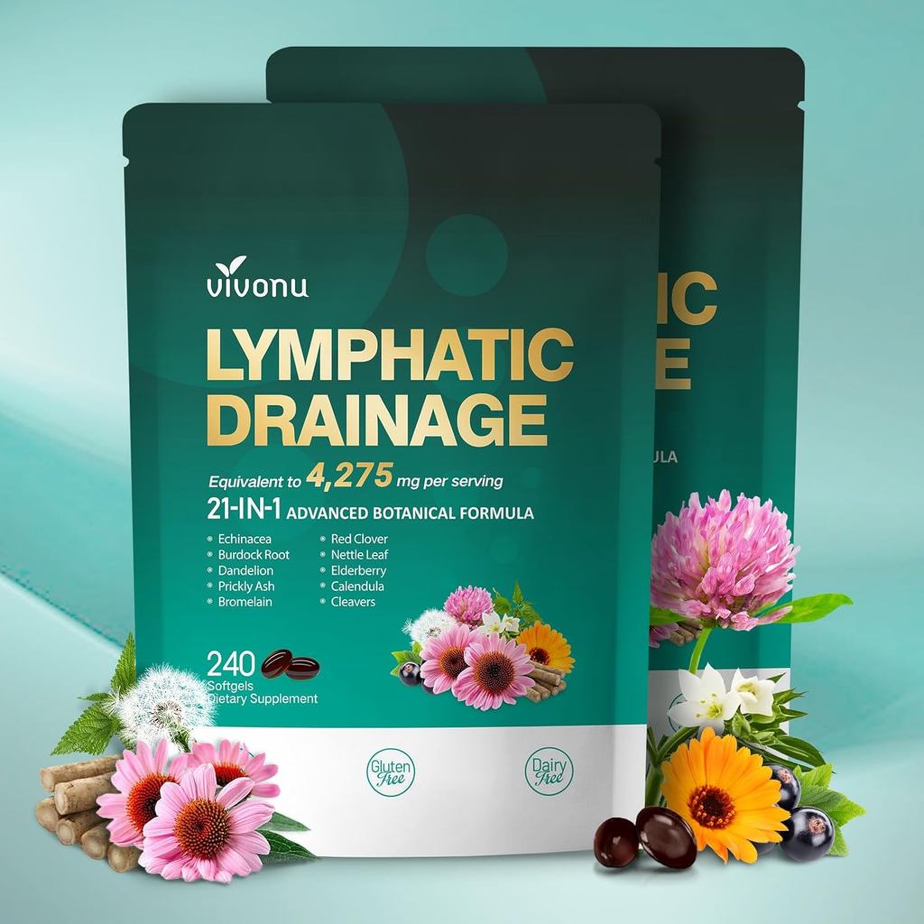 Lymphatic Drainage , 240 Softgels, 4275mg Lymph System Support for ...