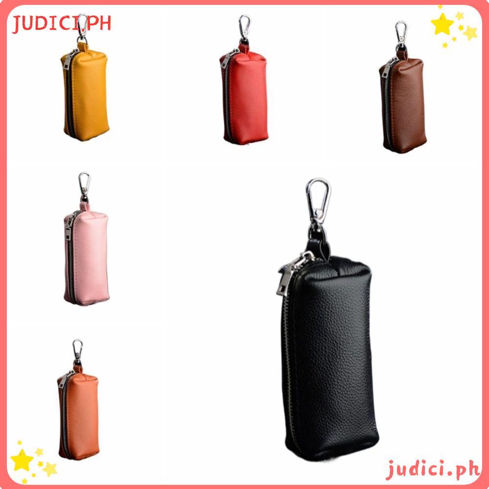 JUDICI Key Bag, Genuine Leather Mini KeyChain, Multifunction Solid ...