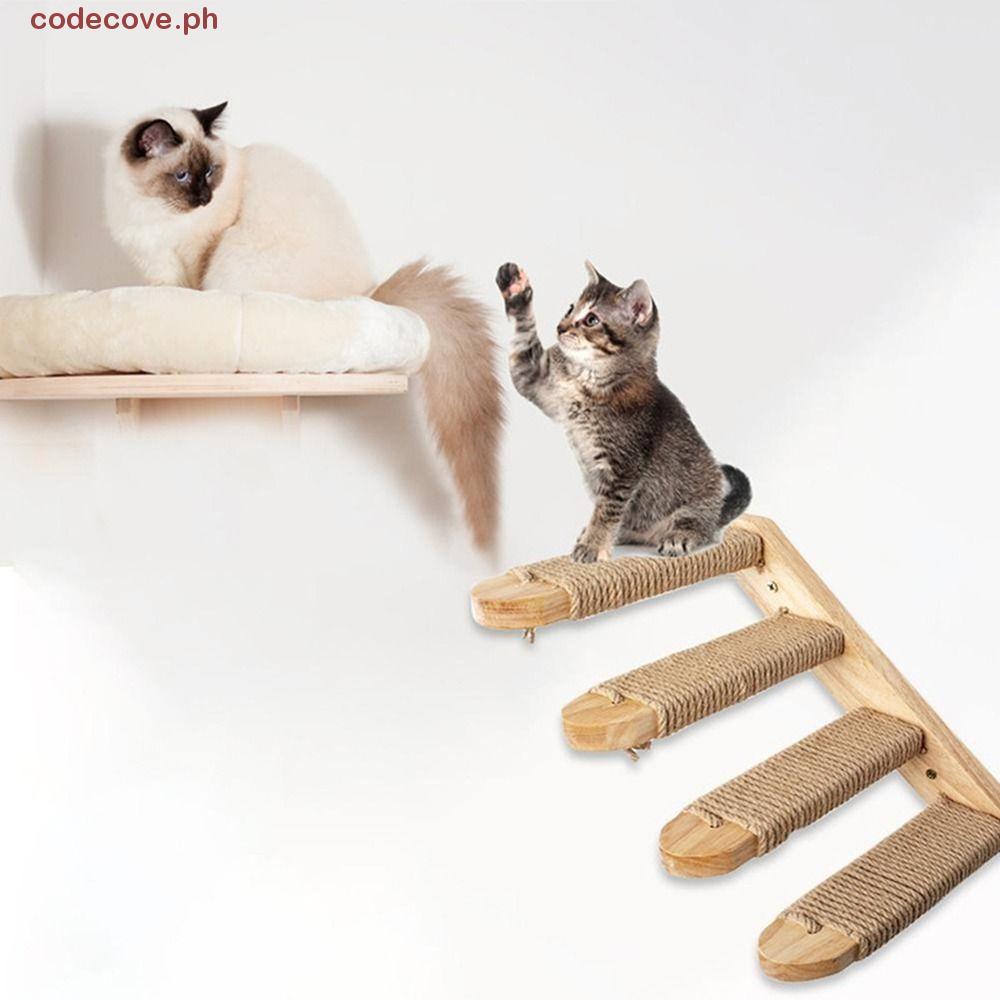 CODECOVE Cat Climbing Shelf Steps, Solid Wood Wall Mounted Cat Steps ...