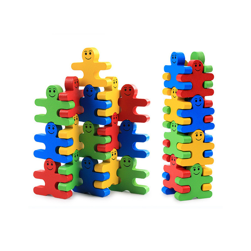 Wooden 12 Stacking Music Balance Villain Building Blocks Creative ...