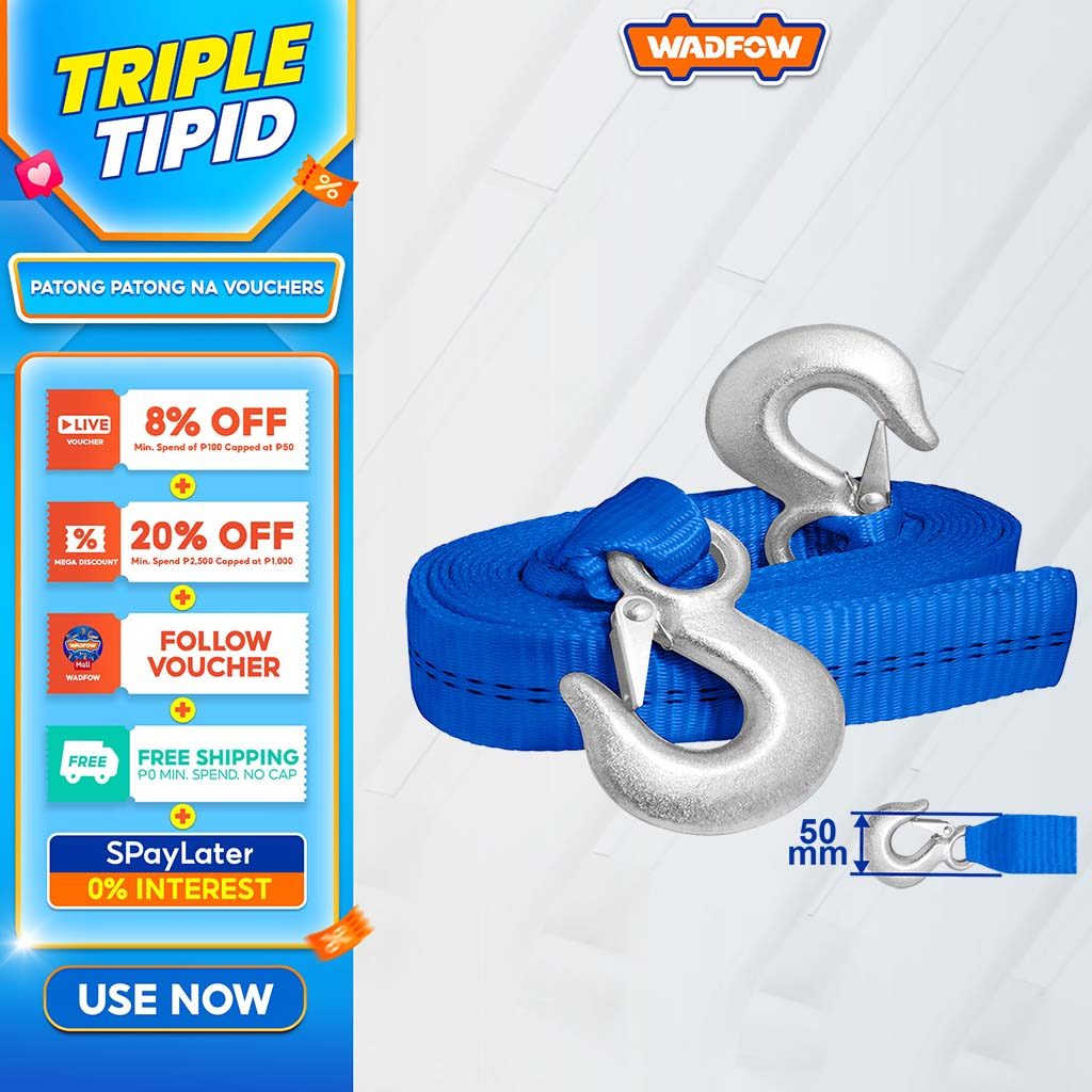 Wadfow Tow Strap 2T x 6M Car Towing Strap Rope Car Pulling Rope with ...