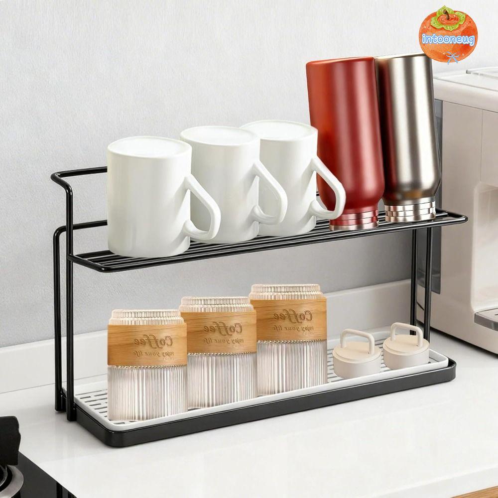 INTOO Water Bottle Drying Rack, Space-Saving 2-Tier Cup Storage Rack ...