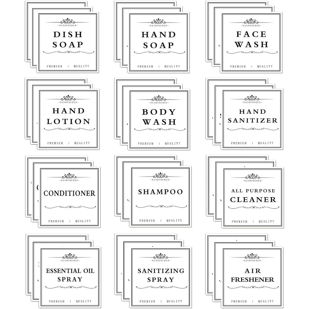 36PCS Waterproof Labels for Bottles, Hand Soap Lotion Shampoo and ...
