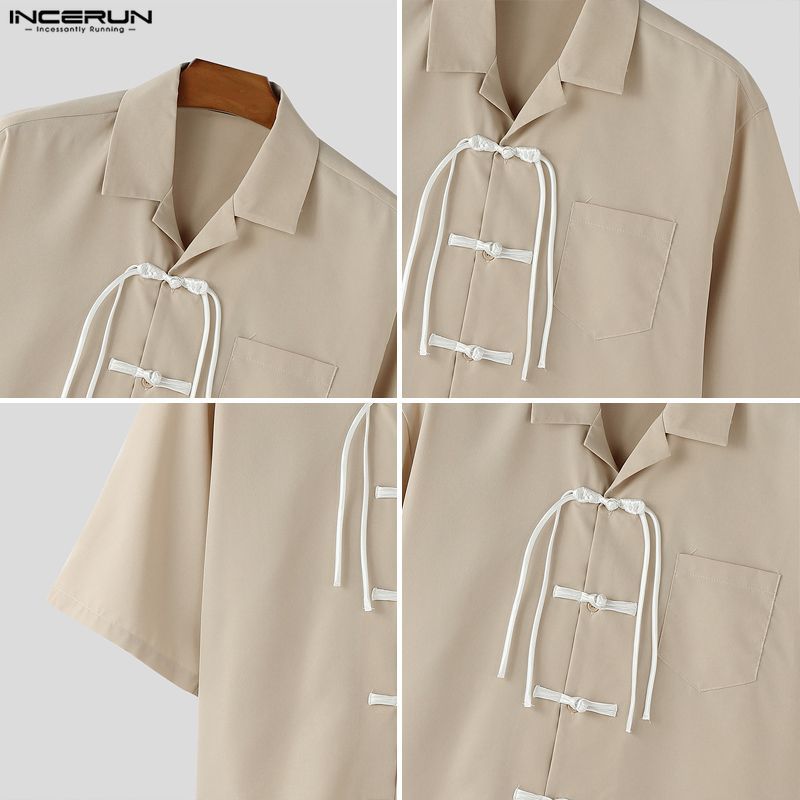 INCERUN Men Korean National Style Lapel Raglan Sleeve Frog Button ...