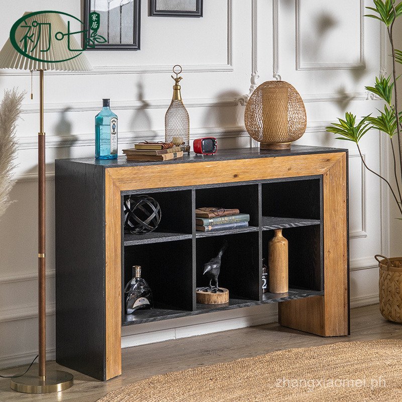 American-style Antique Floor Storage Rack Living Room Minimalist Red ...