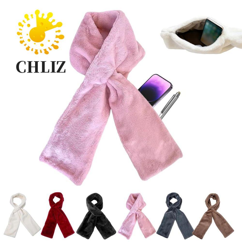 Plush One-size Fur Neck Collar Faux Fur Scarf With Hidden Zipper