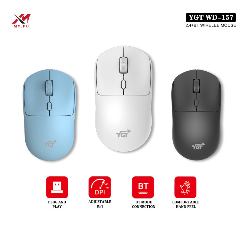 YGT WD-157 Wireless Gaming Mouse Lightweight Silent 2.4G/Bluetooth ...