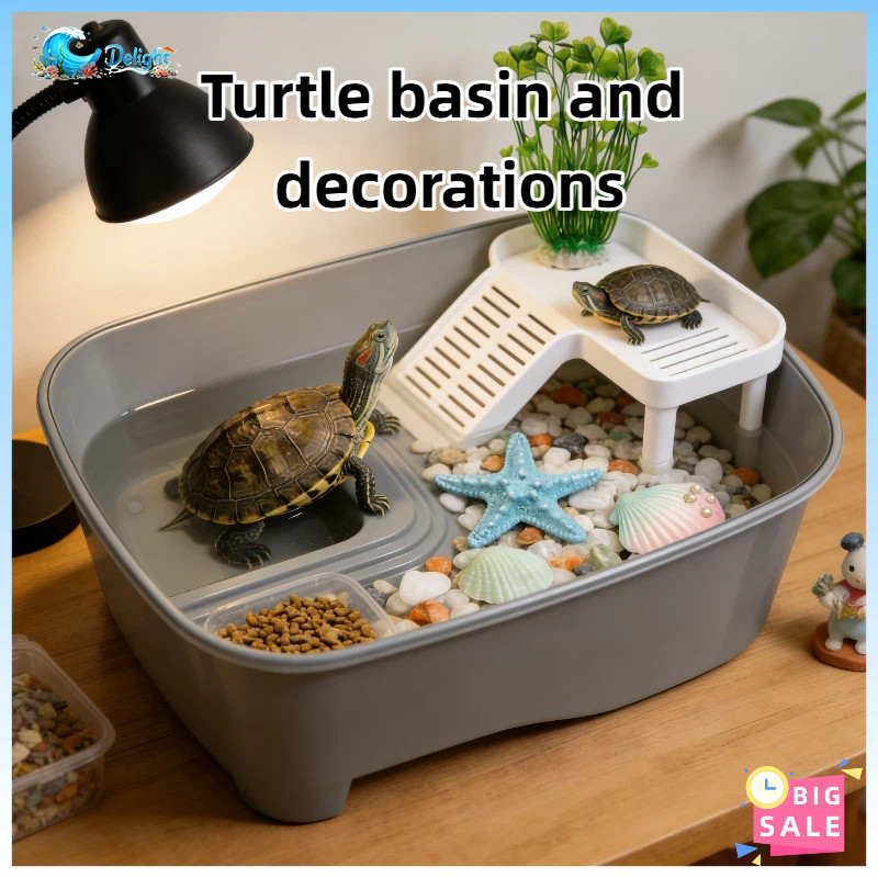 Photo inspiration: Fresh Look at Turtle Aquarium Acrylic Turtle Habitat Tank With Basking Platform Lamp