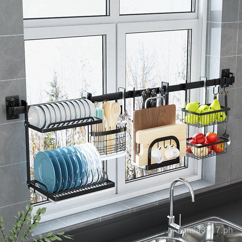 Hanging Rod Melt Spring Multi-Functional Hook Black Stainless Steel ...