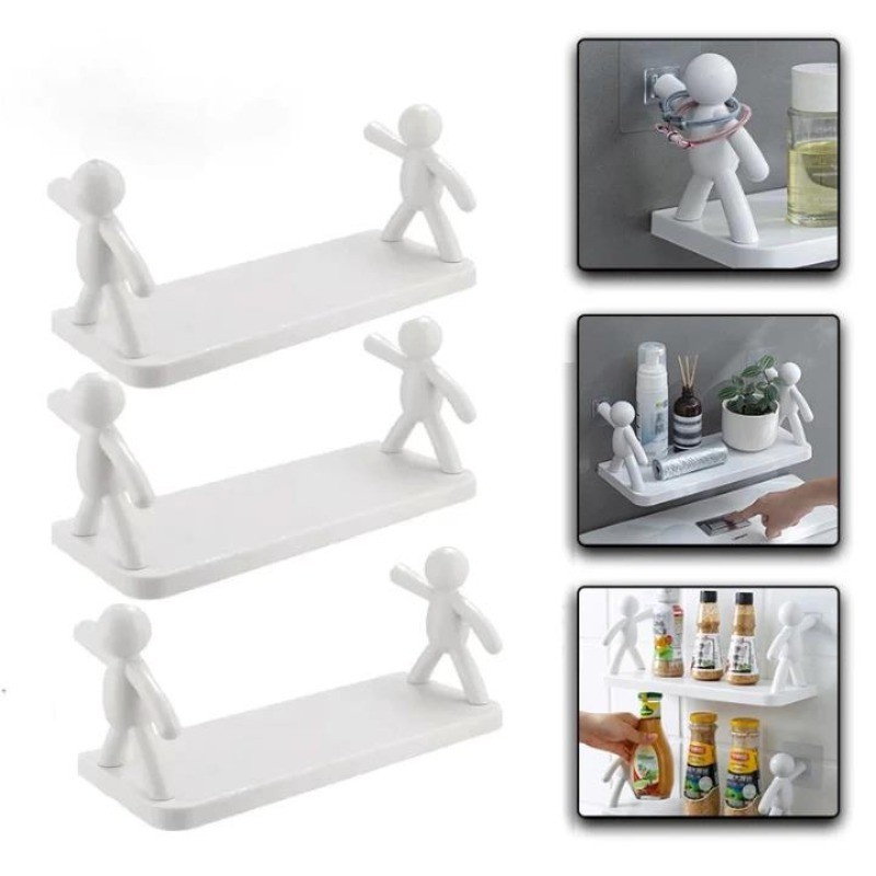 Wall Hanging Bathroom Human Hook Rack Floating Wall Ledge Plastic ...