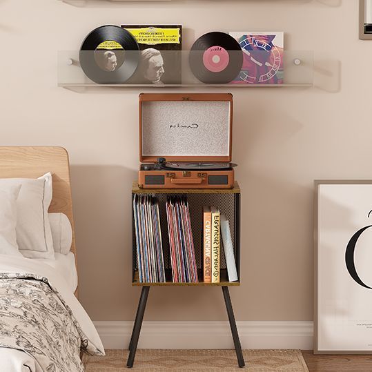 Record Machine Table Adjustable Partition Record Storage Rack Wood ...