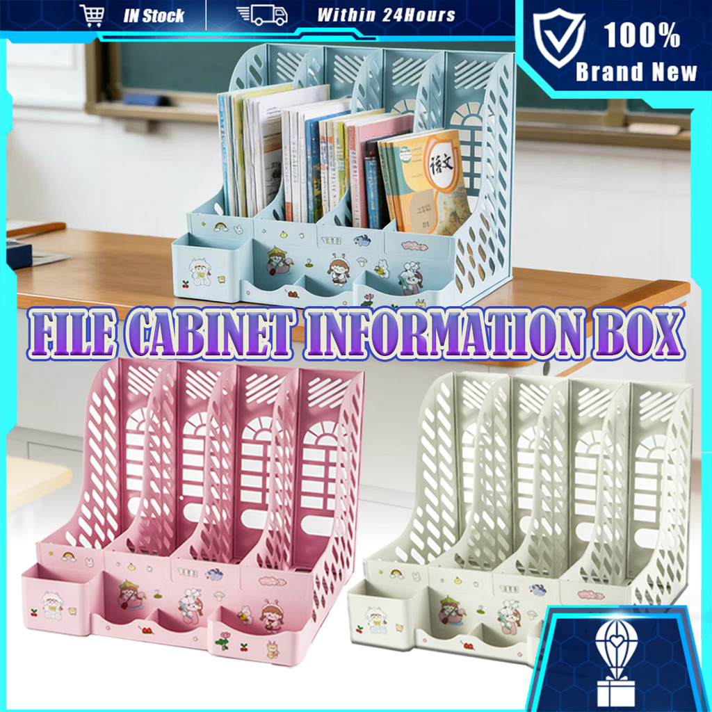 4 column file data storage rack multifunctional file organizer desktop ...